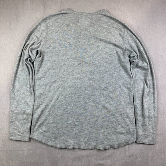 Wings + Horns Mens Shirt Large Gray Heather Slub Rib Henley Long Sleeve Knit - Picture 6 of 6